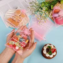 Tas Kado Baby Shower Organza Transparan Warna Pink Ukuran 4x6 Inci, Tas Souvenir Baby Shower Kecil dengan Jaring Serut, Untuk Souvenir Pesta, Kosmetik, dan Tas Kado - Berwarna merah muda - View 5
