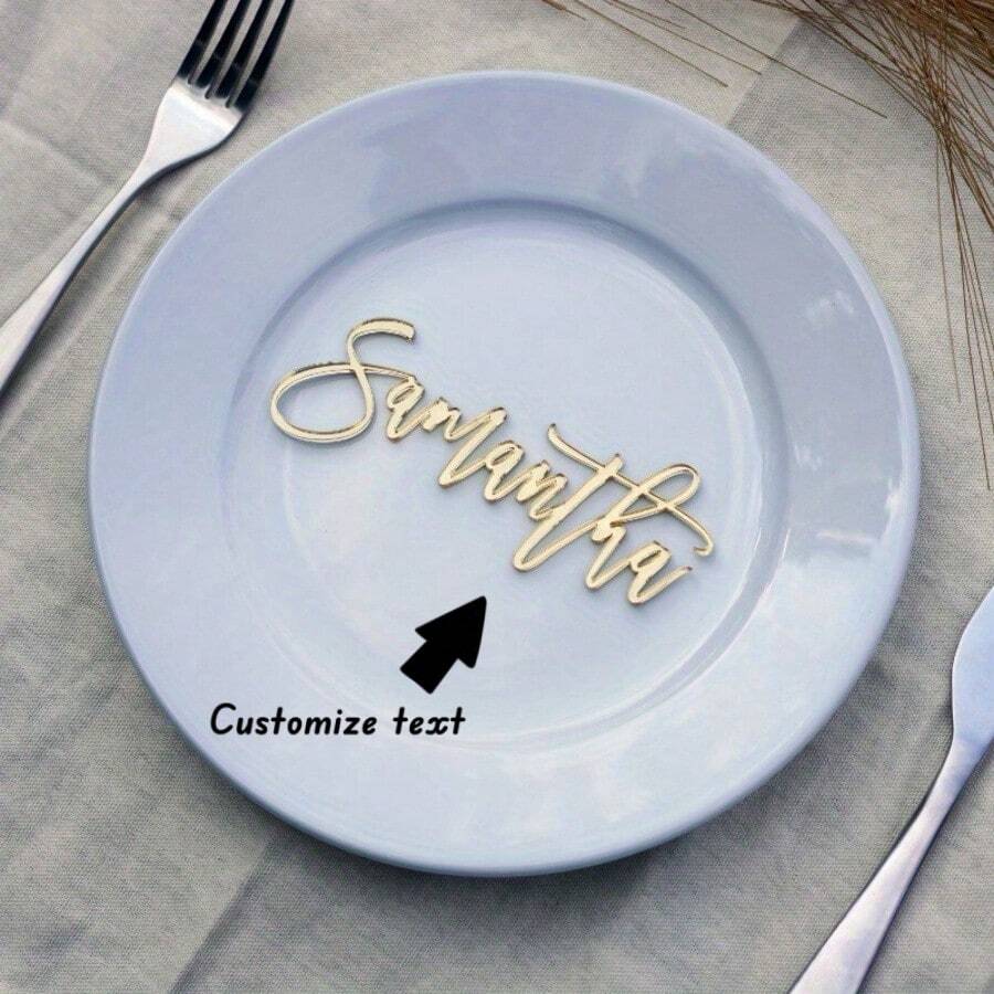 1pc Customizable Acrylic Cake Topper - Elegant Personalized Dessert Table Decoration With Your Text, Perfect For Parties And Unique Gift Idea, Multi-Functional, Ornamental, Anti-Mold, Adorable, High-Quality, Cute, Custom, Personalized, Unique, Her, Girlfriend, Family, Friends, Son, School Students, Workers, Kids, For Anniversaries, For Birthdays, For Weddings, For Graduation, For Housewarming - Multicolor - View 1