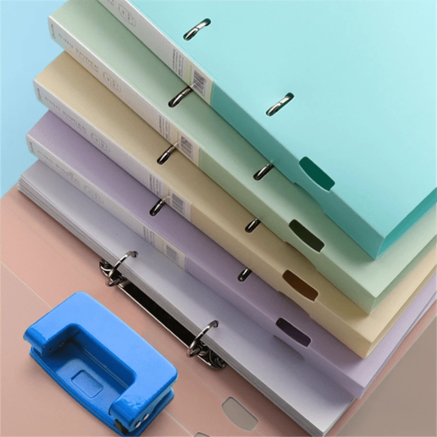 1 Peça Pasta com Argolas de 4 Anéis e 2 Furos Tamanho A4, Organizador de Arquivos com Camada Dupla Removível para Documentos, Exames e Papéis, De Volta às Aulas, Material Escolar