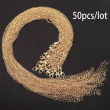 50 chiếc dây chuyền trơn hình chữ O màu vàng và bạc dài 18 inch, dùng cho mặt dây chuyền, trang sức, dây chuyền hình thánh giá. - 45cm - Xem 5