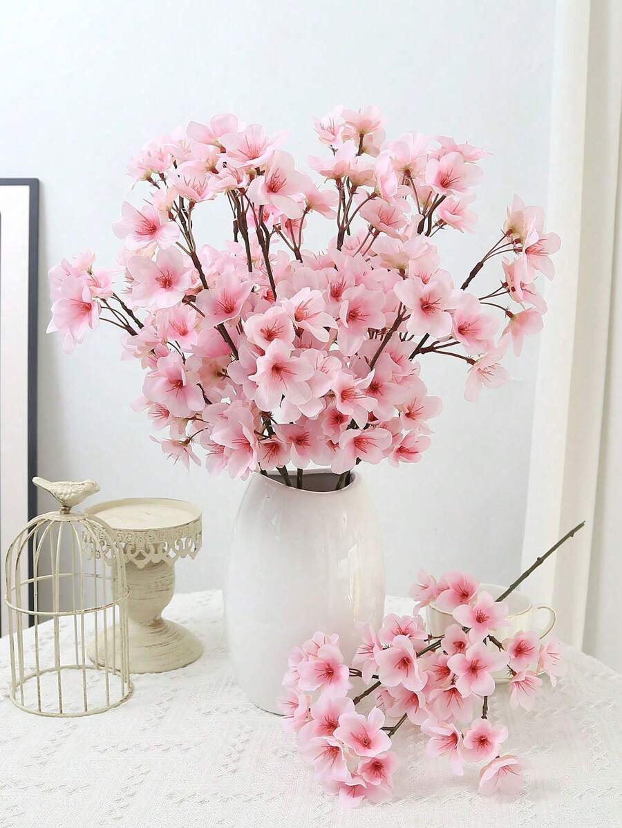 1 件栩栩如生的人造粉色和白色樱花花，婚礼派对家居装饰 - 彩色 - 查看 1