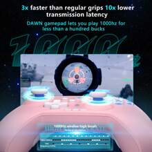 YUYIU 2.4G Wireless PC Controller With RGB Lighting/Programming Keys/Hall Joysticks/Hall Triggers/Vibrations,Three-Mode Switch Controller,Plug And Play Work For Windows PC, Android, Switch, Steam,TV - Cherry Blossom Powder - View 5