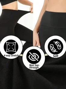 3pcs Versatile Casual Solid Color High Waist Seamless Leggings - Black - View 5