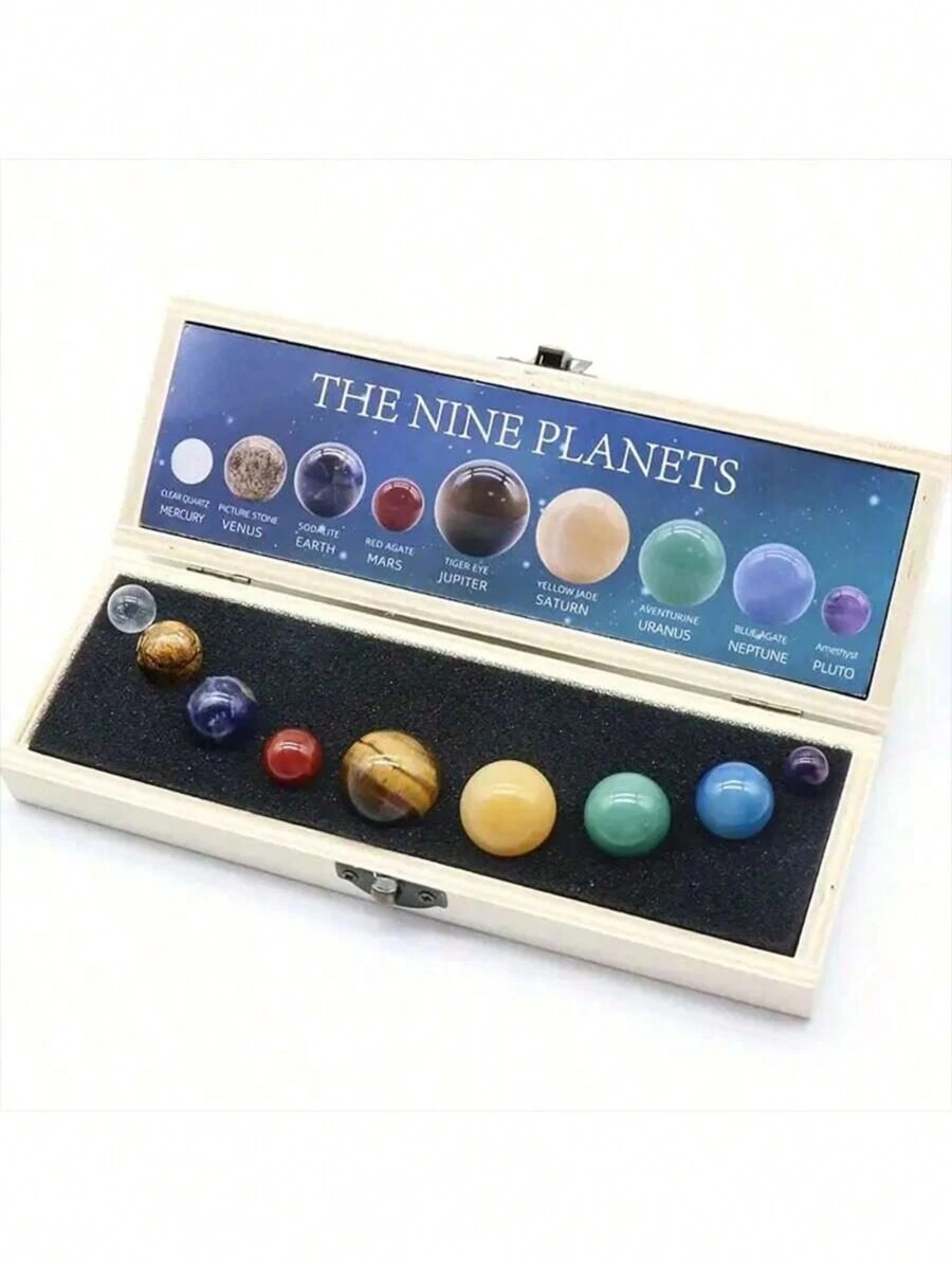 1set Nine Natural Crystal Gemstones - Solar System Planet Ornaments - Home Decor Gift Ore Specimen Energy Stone Set Collectible Gift Birthday Gifts Graduation
