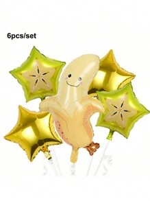 1 Set de decoración de globos con diseño de frutas, que incluye globos de aluminio con forma de fresa, naranja, plátano, sandía, naranja, aguacate y piña, perfecto para decorar una fiesta de cumpleaños con temática hawaiana