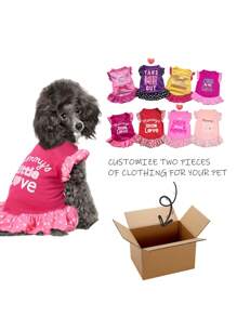 2pcs Customized Pet Dress Shirt, Cute Printed Princess Sundress With Ruffles For Small Dogs & Cats, Summer Apparel - Multicolor - View 15