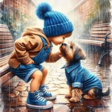 1 件 JOZYSH 艺术钻石画套装 - 友谊与狗图案，亚克力材质，随机钻石，家居和客厅装饰，艺术礼物