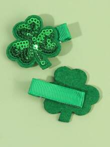 6件套亮绿色蝴蝶结、三叶草、鳄鱼夹发饰，时尚发夹，女孩派对礼物 - 髮夾 - 查看 9