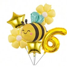 Insect Shaped Bee Balloon, Bee Daisy 18-Inch, Gold Star 32-Inch Aluminum Foil Balloon Set, Suitable For Birthday, Party, Decoration