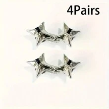 2/4 Stücke einstellbarer Taillenmieder, nahtlose Raffvorrichtung für Skinny Jeans, abnehmbarer Stern-Strass-Jeansschnallenbesatz, Metall-Taillengürtel-Raffsieb, geeignet für Hosen und Röcke - Silber/Schwarz