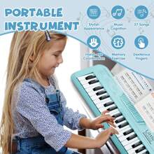 37 Keys Piano Keyboard For Kids, Portable Music Instrument For Toddlers Aged 2 3 4 5, Educational Sound Toys, Multifunctional Baby Piano Girl Toys Kids Piano Keyboard Toy For Toddlers, Birthday Gifts For 1-6 Years Old Boys And Girls Gifts, Birthday For Boys And Girls - Blue - View 7