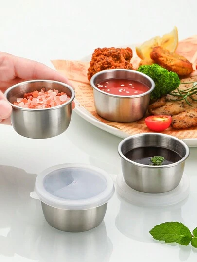 2/4/6 st. rostfria salladsdressingbehållare - 1,6 oz läckagesäkra bärbara såskoppar med genomskinliga lock, återanvändbara kryddburkar för bentoboxar, arbete, skola, picknick och resor, bentotillbehör för skolstart
