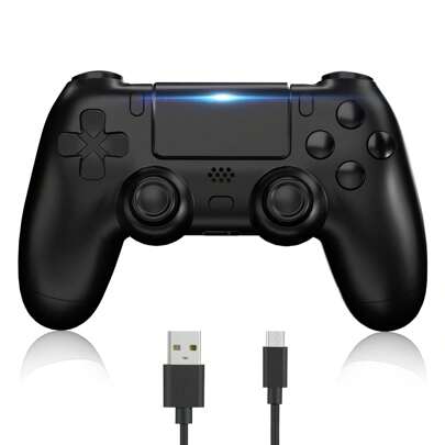 [Upgraded] Wireless Controller For P-S4 Romote Compatible With P-S4/Slim/Pro/Windows PC, Controller For P-S4 With 3.5mm Audio Jack, Touch Pad, Six Axis Motion Control, Charging Cable