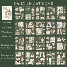 have a good day 1 本书 20 张各种女孩和生活场景主题 PET 贴纸书创意日记 DIY 拼贴卡片材料手工制作手账设计剪贴簿办公和学校用品、学校用品、返校