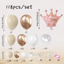 118 件白色气球和透明气球香槟金金属玫瑰金气球拱门花环套件适用于生日、波西米亚式婚礼、新娘送礼会、订婚和周年纪念装饰 - 彩色 - 查看 7