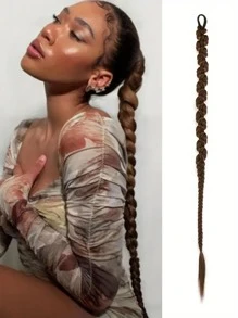 30 英寸编织直发和卷发马尾辫接发，配有柔软合成发带，适合日常使用