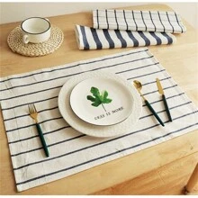 3 pièces Torchon de cuisine en tissu bleu méditerranéen, essuie-tout, nappe de fond alimentaire
