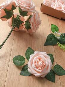 25 Peças Rosas Artificiais, Conjunto de Rosas Artificiais Verde Floresta em Gradiente - Conjunto de Buquê de Casamento DIY, Adequado para Casamento, Bolo, Decoração de Mesa de Festa