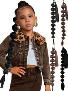 30 英寸超长泡泡马尾辫，适合女孩 - 二合一高马尾和双马尾，配有弹性头带，万圣节圣诞节服装发型，无需编织派对装（环绕灯笼风格） - 彩色 - 查看 2