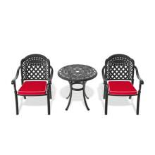 MoolSun Outdoor Furniture 5-Piece Set, Cast Aluminum, Terrace Furniture, Nylon Anti Slip Foot Pads, Wear-Resistant, Anti Slip, Noise Reducing, With Black Frame And Randomly Colored Seat Cushions.