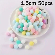 50 pièces/paquet, 1/1,5/2/2,5/3cm Pompons de couleur bonbon, haute élasticité - pour l'artisanat DIY, pompons colorés, cadeaux de fêtes, accessoires de cheveux, vêtements, rideaux, décorations de porte, art textile doux pour la décoration murale de la maison, décorations de fête