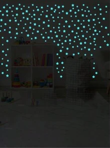 100 piezas de adhesivos fluorescentes con forma de estrella, pegatinas iluminadas decorativas para la habitación en la oscuridad