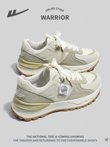 WARRIOR Breathable Mesh Women's Sneakers Soft Sole Lace-Up Running Casual Sports Shoes Comfortable Non-Slip Outdoor Dirt-Resistant - Khaki - View 6