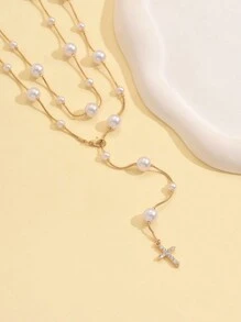 Bộ 2 chiếc/Bộ vòng cổ dài trang trí ngọc trai bất đối xứng thủ công, trang sức tối giản đa năng cho phụ nữ, có thể đeo riêng hoặc đeo nhiều lớp, phù hợp để đeo hàng ngày và các dịp khác nhau. Chiều dài dây chuyền có thể tùy chỉnh, số lượng ngọc trai thay đổi. - Nhiều màu - Xem 3