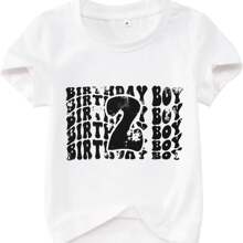 SOFEON Birthday Boy Shirt Toddler Baby Boy Birthday Party T-Shirt Retro Letter Print 2nd 3rd 4th 5th 6th Birthday Gift Tees - White - View 1