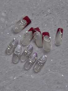 1pc 5D Retro Style Japanese White Pearl Crystal Line Decals Nail Art Decoration Stickers DIY Nails Nail Supplies - White - View 9