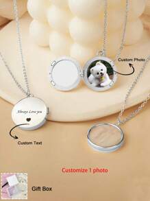 Customized Text And Image Necklace, Personalised Double-Sided Conch Locket Necklace, Gift For Mom, Friends, Classmates, Thanksgiving, Valentine's Day, Birthday, Graduation