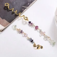 6 stuks natuurstenen hanger spiraal slangvormige haarspoel dreadlock kralen met haak boho