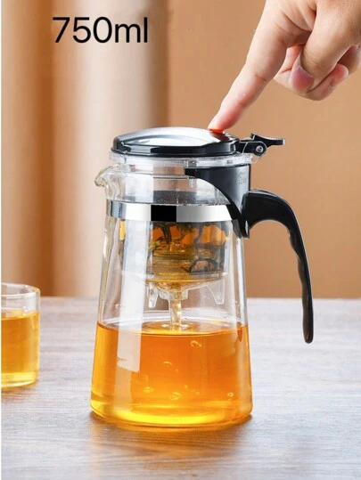 1 pieza Tetera de flor de vidrio borosilicato de alta calidad, con filtro de acero inoxidable, funcional para preparar té o café, para uso al aire libre y camping