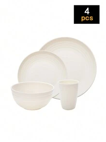 4 件/16 件/32 件 不易破碎 PP 可重复使用塑料餐具套装，包括盘子、碗和杯子。适用于家庭和户外野餐学校用品、圣诞礼物 - 彩色 - 查看 12