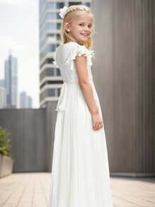 Aibaowedding Ruffled Flower Child Dress Wedding Pageant Holy  Dress - 白色 - 查看 2