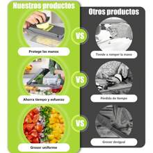 Picador Verduras De 16 En 1 Con Contenedor, Cortador De Verduras, Rallador Verduras Utensilios Cocina Con Cuchillas De Acero Inoxidable Fácil De Manejar, Corta Rápidamente En Dados, Juliana Y Rodajas Para Frutas, Verduras Y Ensaladas - Multicolor - Ver 8