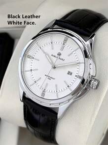 Pablo Raez 男士珠宝腕表，商务夏季配饰，不锈钢银色表壳，奢华黑色柔软舒适超细纤维表带，链条表带，大表盘，石英机芯，50米防水，适合日常生活/工作/派对，毕业/婚礼礼物 - 銀色 - 查看 15