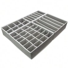 袜子内衣抽屉整理隔板，布艺折叠衣柜整理器和婴儿服装储物箱，女孩男孩内衣袜子、胸罩、领带、围巾 - 灰色 - 查看 4