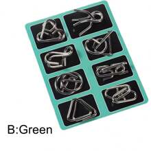 Metal Wire Puzzle Set Of 8 With Pouch, Brain Teaser IQ Test Disentanglemen Iron Link Unlock Interlock Game Magic Trick Toy For Party Favor Adults Challenge - Multicolor - View 8