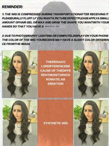 websterwigs 13x4 长波浪 26 英寸黑棕色蕾丝前部合成假发，预拔发际线耐热纤维头发，丝滑直发假发，适合女性角色扮演派对日常使用 - 黑棕色 - 查看 9