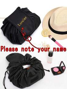 1 Túi đựng mỹ phẩm có dây rút tùy chỉnh cho nữ, 4 kiểu chữ, túi đựng đồ trang điểm, tên cá nhân, họa tiết tùy chỉnh, túi đựng đồ trang điểm, túi đựng mỹ phẩm may đo cá nhân, túi đựng đồ du lịch có dây rút, túi đựng đồ vệ sinh cá nhân cho học sinh, túi đeo vai, túi đựng đồ trang điểm, quà tặng cho bé gái - màu đen - Xem 6