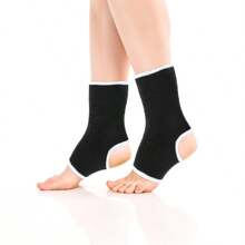 Ankle Support Sleeve Open Heel Lightly Stretchable Breathable Knit Fabric Medium Compression Unisex - Black - View 11