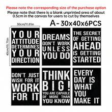 6 件/套办公室励志句子海报黑色背景现代艺术设计客厅教室装饰画无框，家居装饰，现代房间海报，房间装饰用品，房间装饰美学，西方装饰 - 彩色 - 查看 11