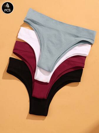 VKME Seamless Solid Color Elastic Waist Low-Rise Briefs