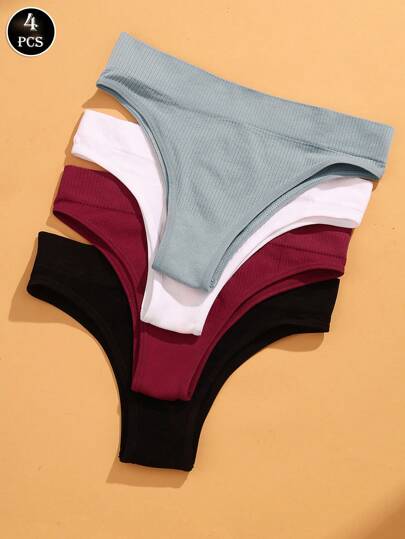 VKME Nahtlose einfarbige Slips mit elastischem Bund und niedriger Taille