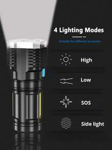 1 szt. 5*LED 4*LED przenośna latarka LED COB światło boczne super jasna latarka wodoodporna akumulatorowa zewnętrzna kempingowa o dużej mocy reflektor