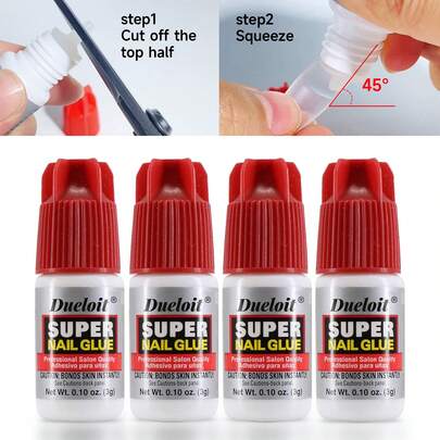4 Bottles Professional Salon Quality Nail Glue, Super Strong & Fast Drying, Requires Cutting Nail Tips Halfway Nails