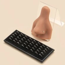 Wis 1set/ 40pcs Elengant Charming Rhinestone Nose Hoop Rings Stud Body Piercing Jewelry - Multicolor - View 12