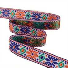 2.4cm Width Vintage Colorful Geometric Jacquard Embroidered Ribbon For Sewing Accessories Gift Wrapping DIY Crafting