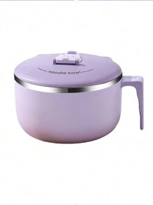 1pc 1300ml/44.41oz Stainless Steel Instant Noodle Bowl With Lid, Dorm Student Ramen Cup, Sealed Portable Noodle Strainer Bowl, Kitchen Portable Tableware,School Supplies